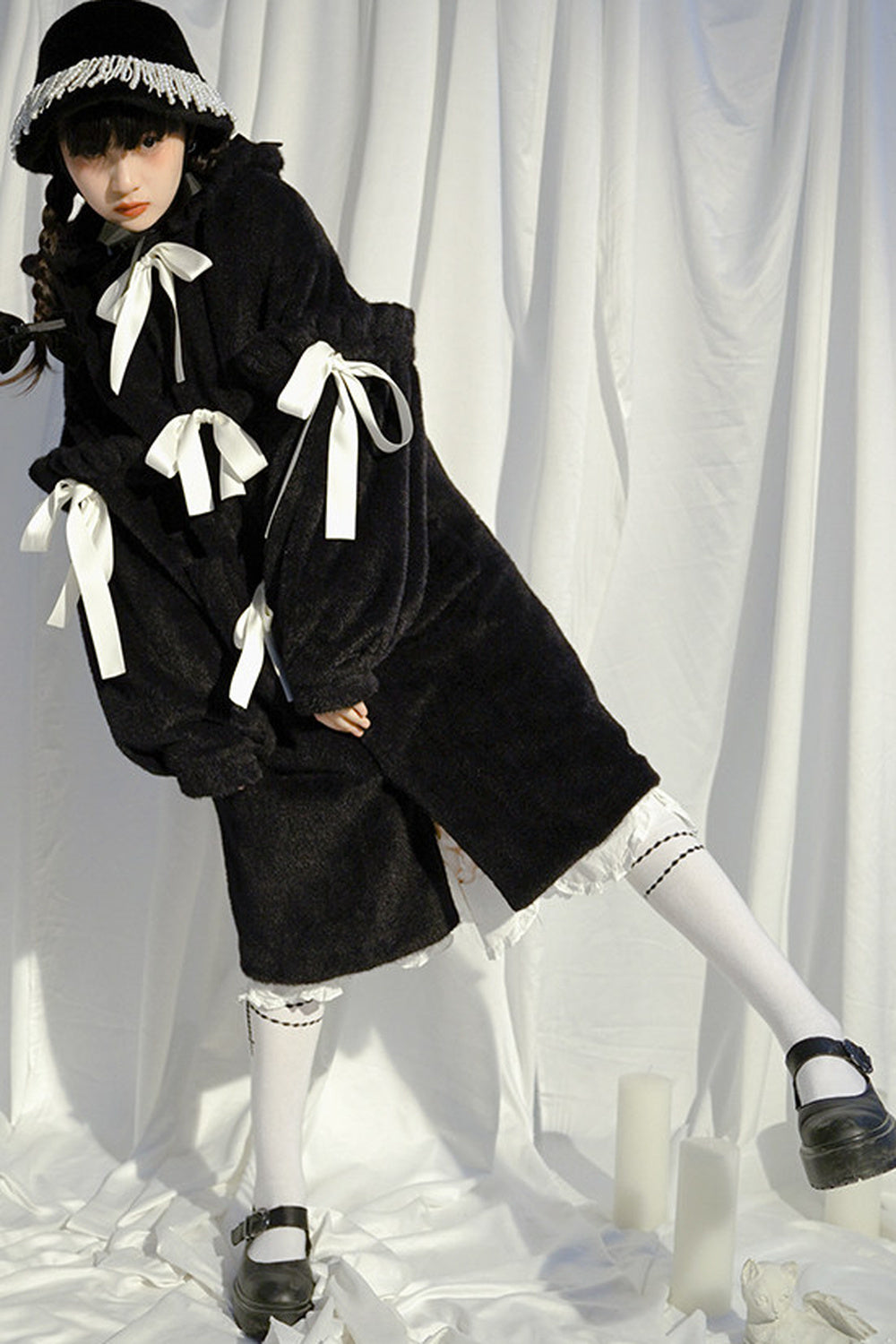 Bunny Ear Fluffy Bow Coat