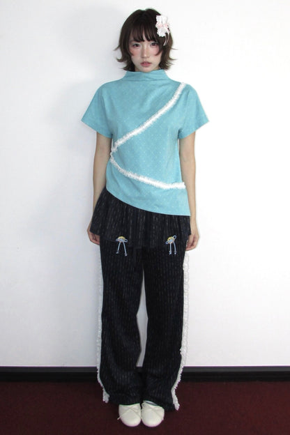 Mint Green Jacquard Lace T-shirt