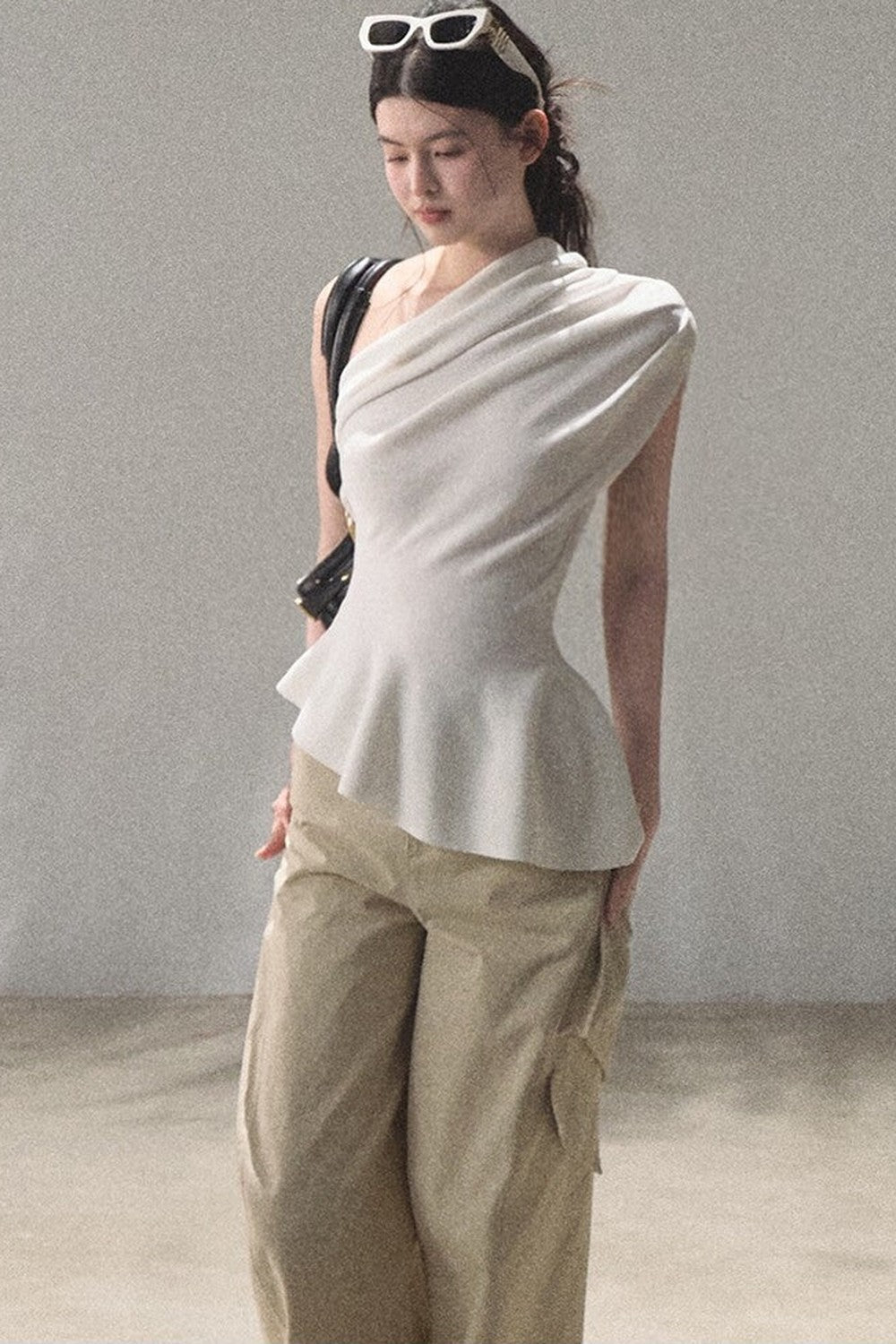 White Asymmetrical Lyocell Top