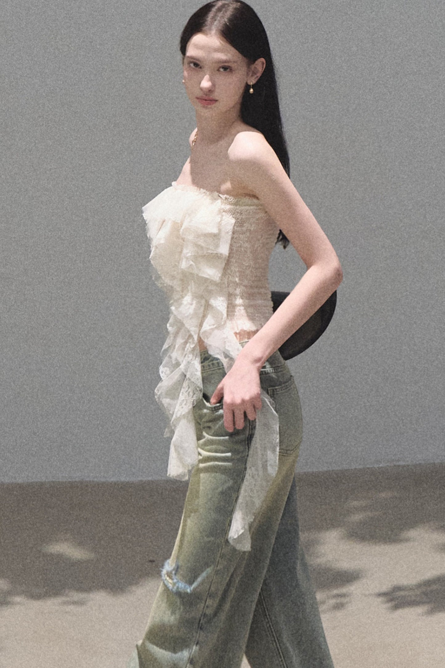 Ruffle Lace Tube Top