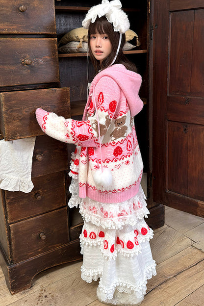 Strawberry Bear Fair Isle Cardigan