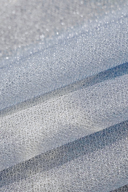 Blue Sparkling Mesh Sweatshirt Style Top