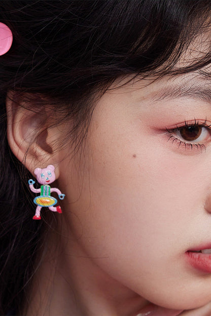 Interchangeable Apple Bear Cat Earrings