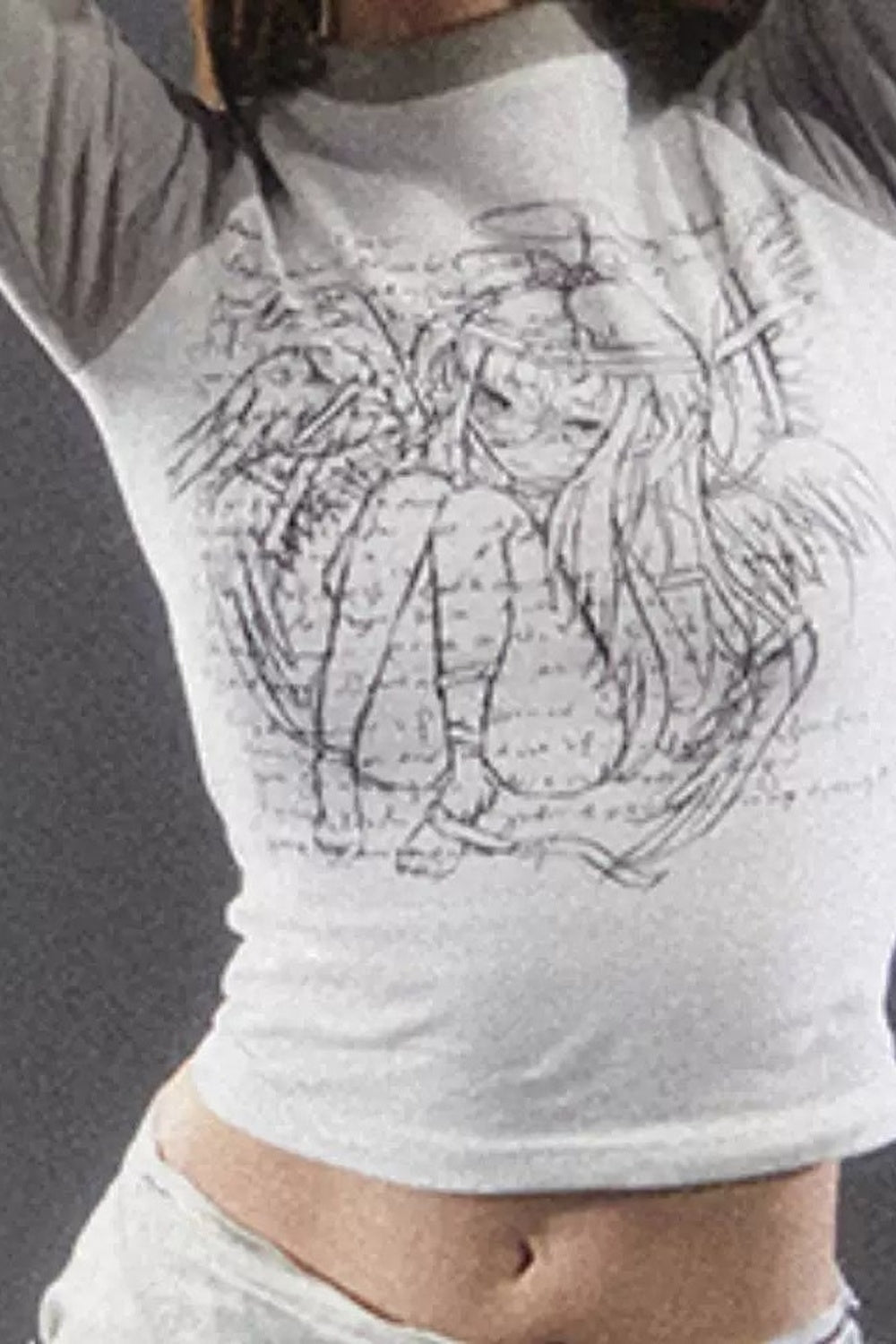Slim-Fit Anime Raglan Top