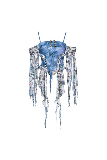 Butterfly Print Off-Shoulder Camisole