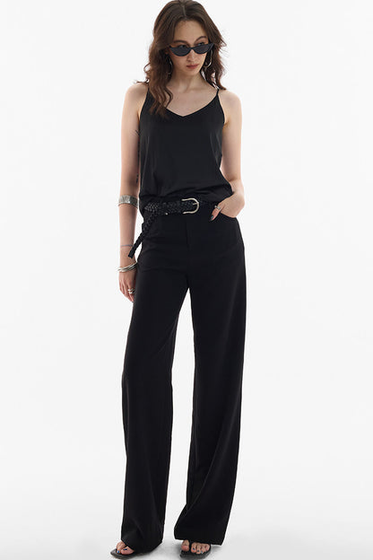 Straight-Leg Floor-Length Suit Pants