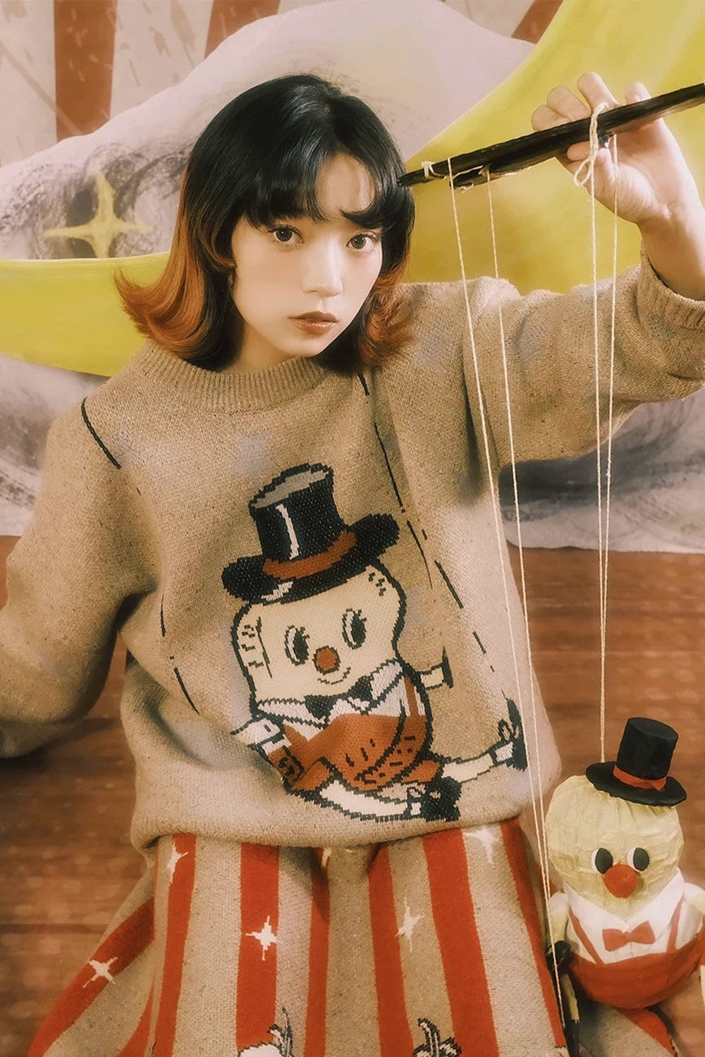 Fantasy Circus Peanut Puppet Star Knit Sweater
