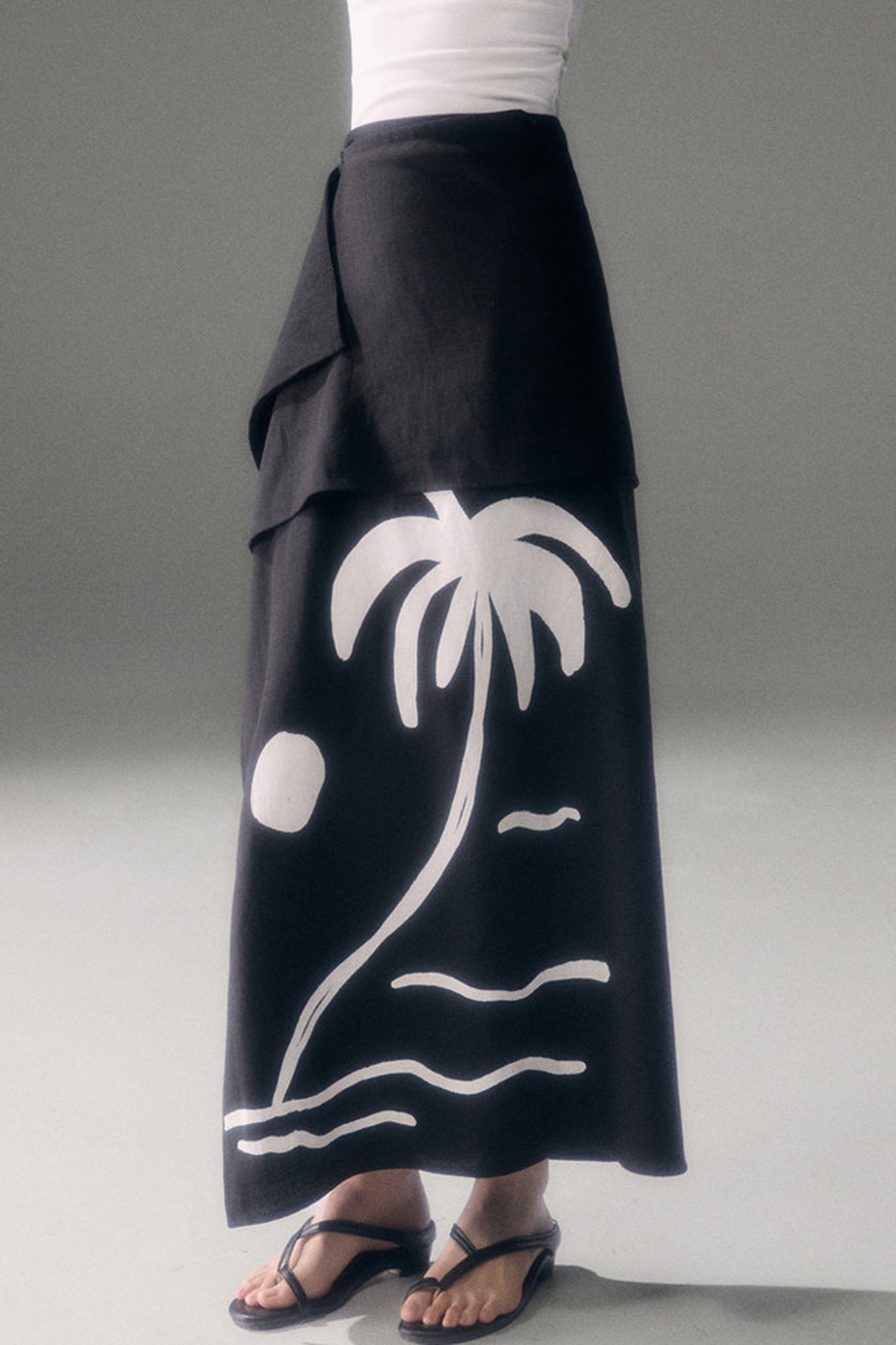 Palm Sunset Print Skirt