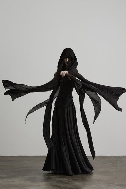 Oversized Detachable Wide Sleeve Hooded Jacket