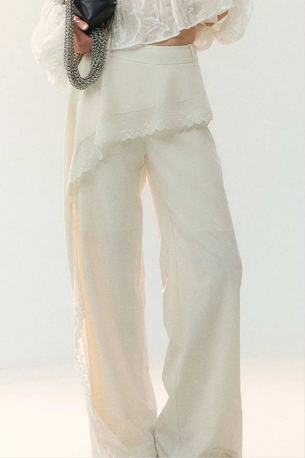 Mulberry Silk Asymmetrical Wide-Leg Pants