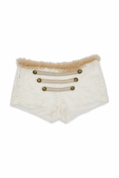 Flocked Lace Long-Sleeve Cardigan and Shorts Set-Up