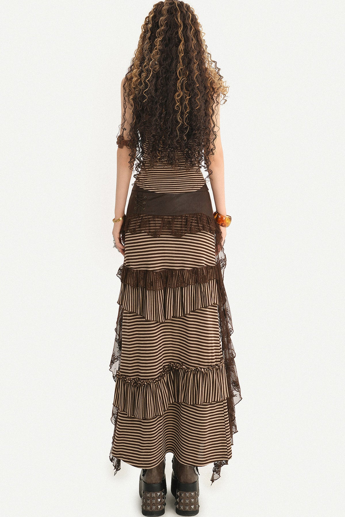 Striped Halter Camisole and Skirt Set-Up