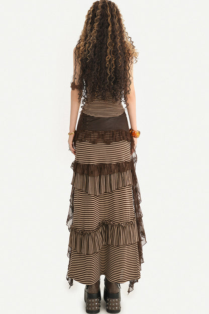 Striped Halter Camisole and Skirt Set-Up