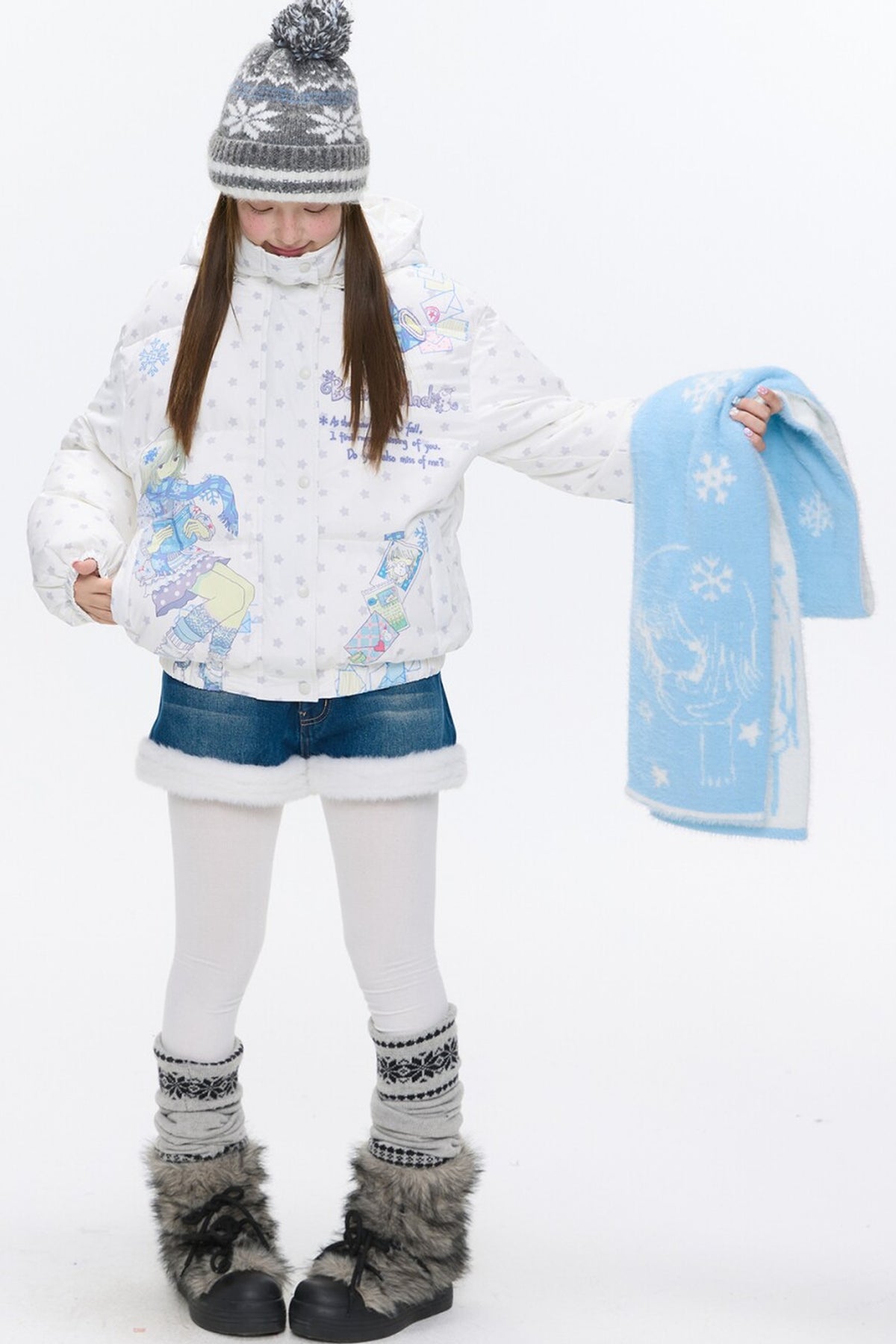 Star Polka Dot Hooded Down Jacket