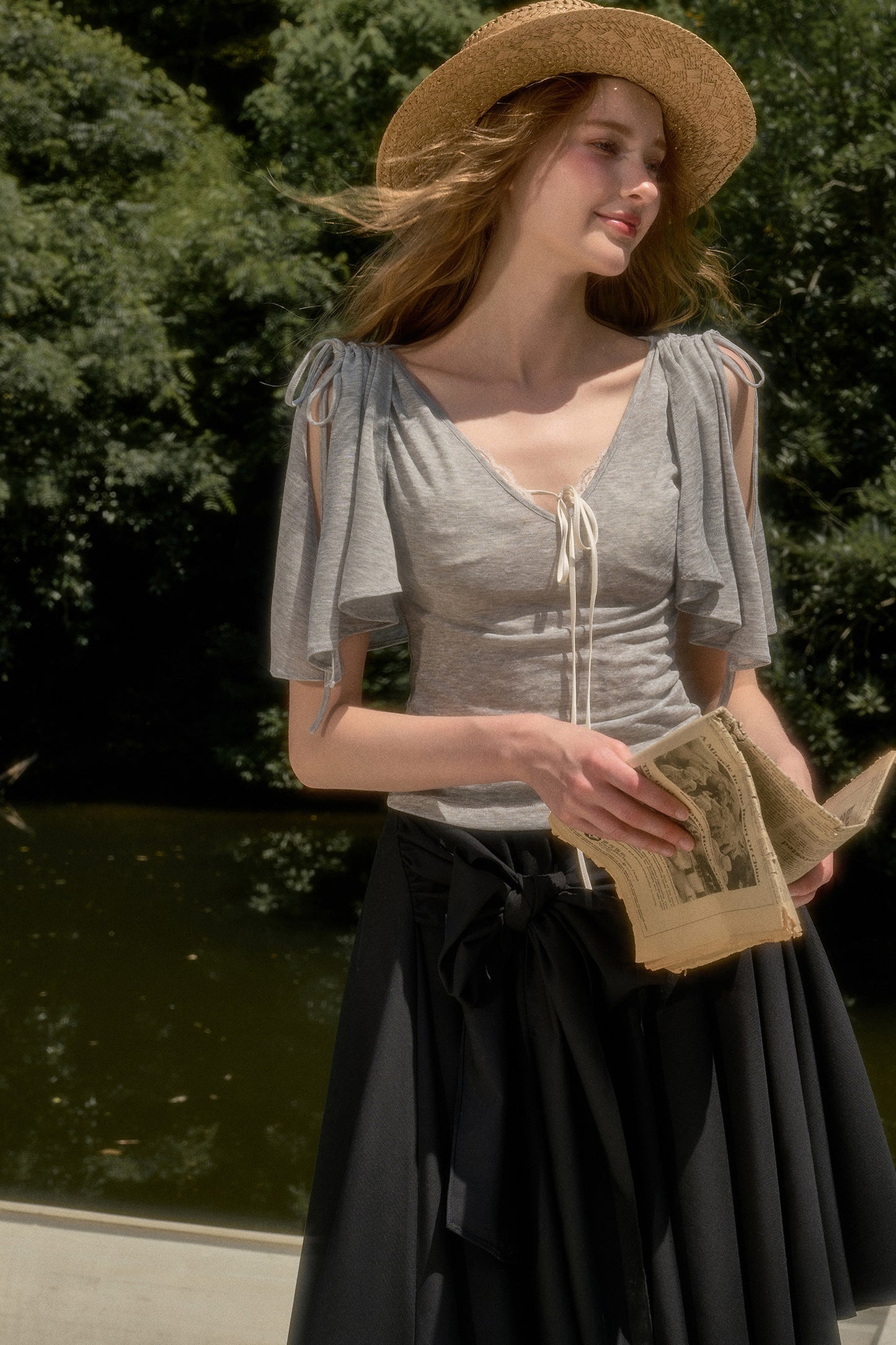 Cape-Style Short-Sleeve Top and Dress Set-Up