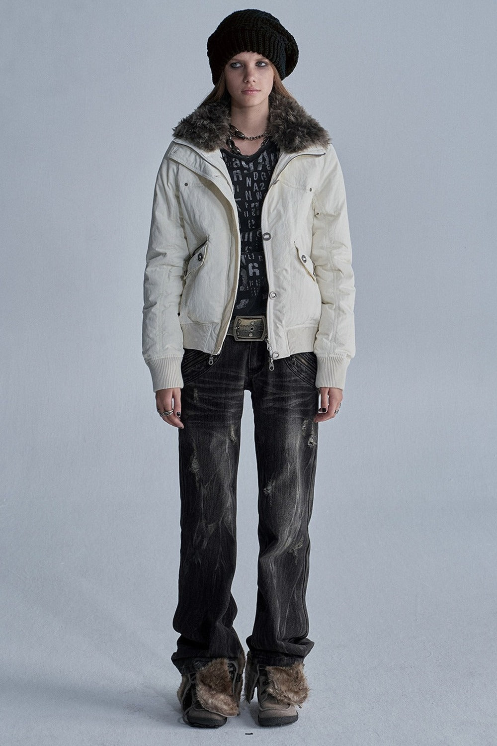 Stand Collar Fur Collar Down Jacket