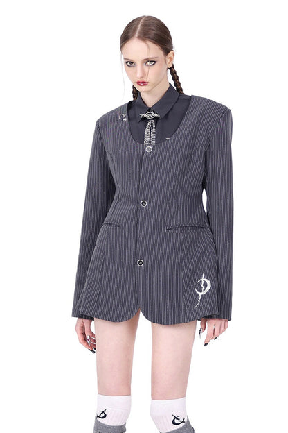 Y2K Pinstripe Blazer Dress