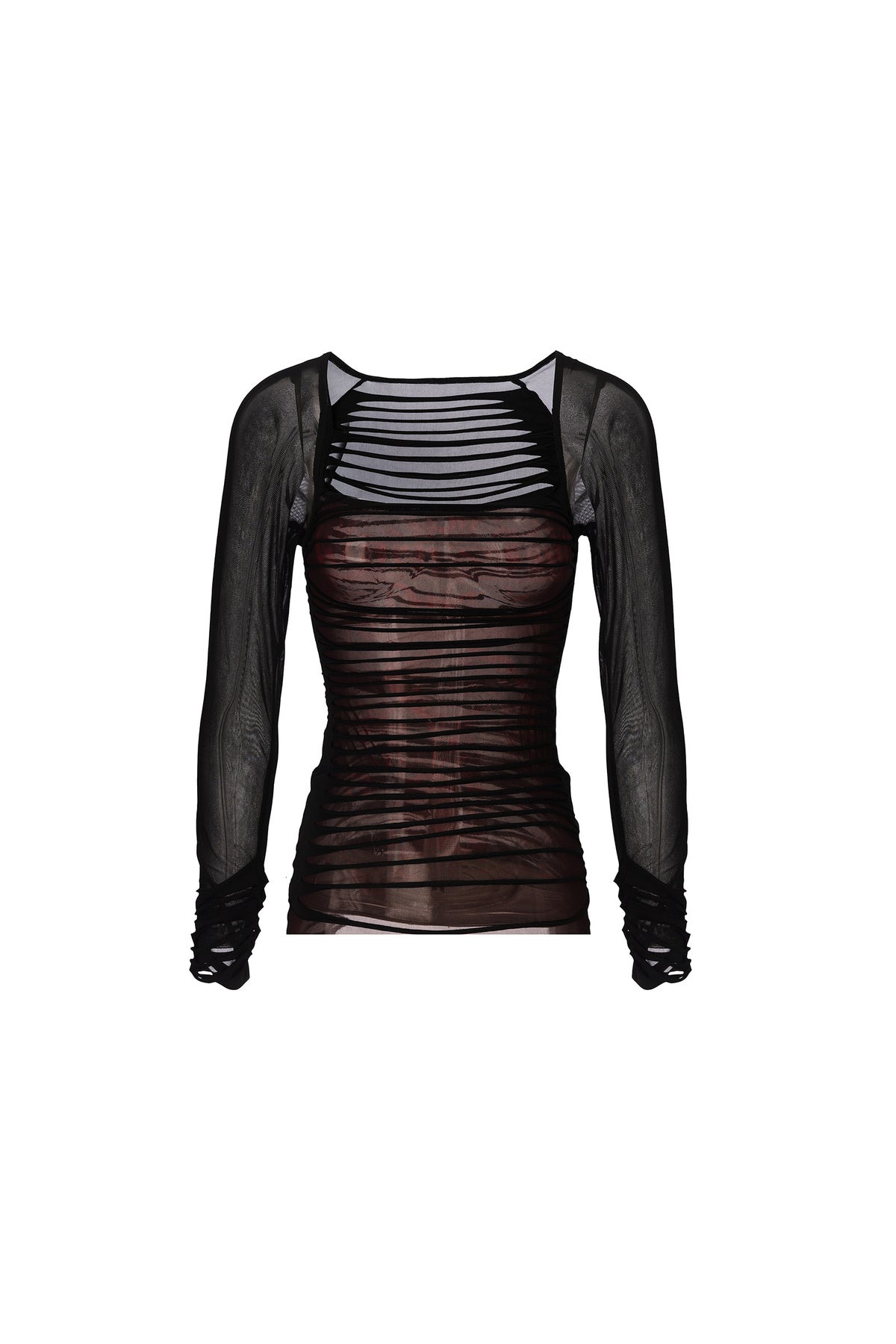 Y2K Long-Sleeve Mesh Cut-Out Top