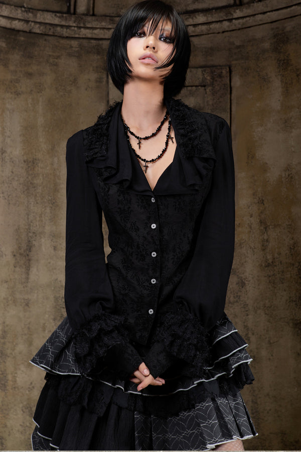 Layered Collar Chiffon Shirt