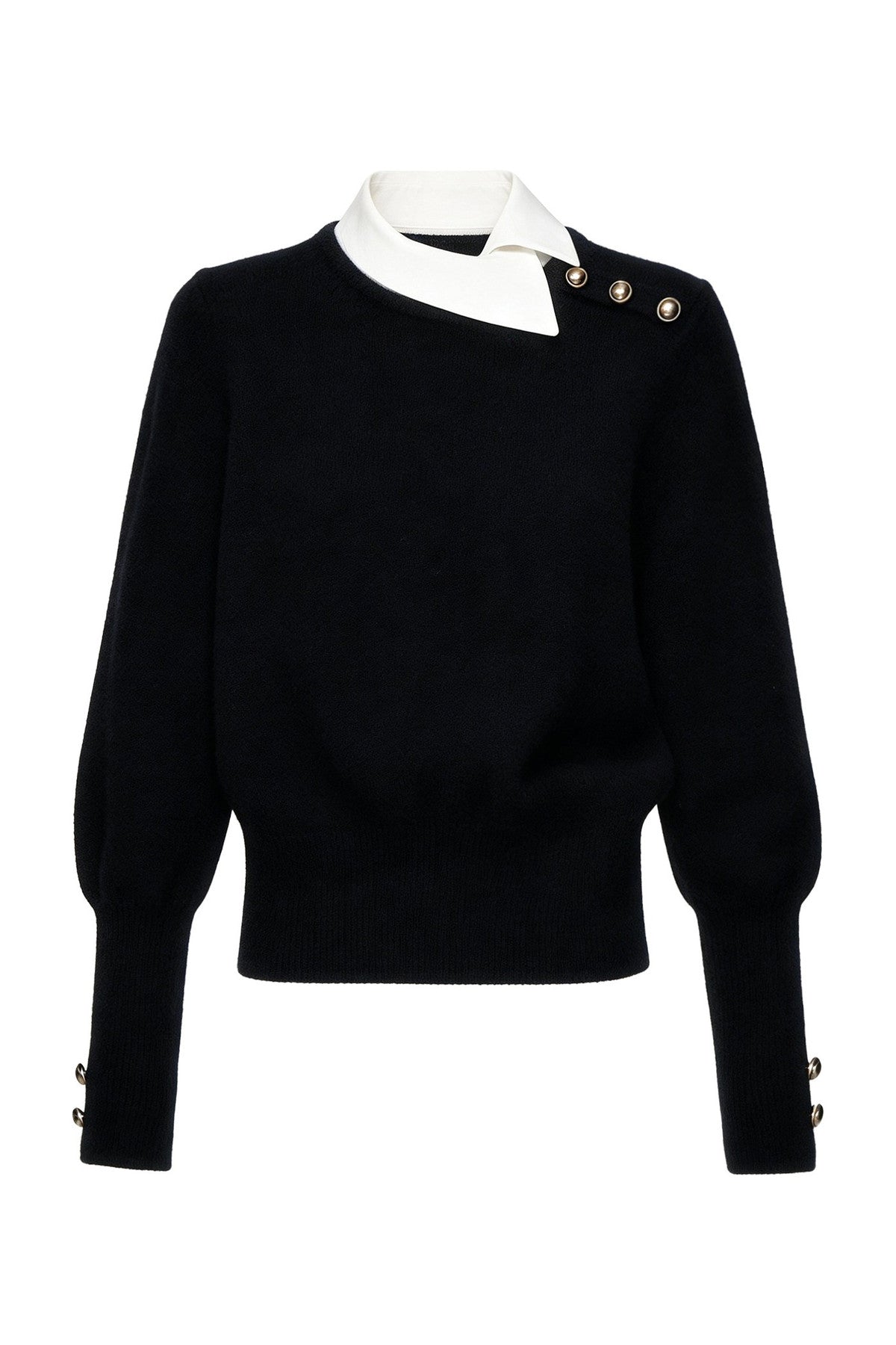 Black White Contrast Knit Top and Skirt Set-Up