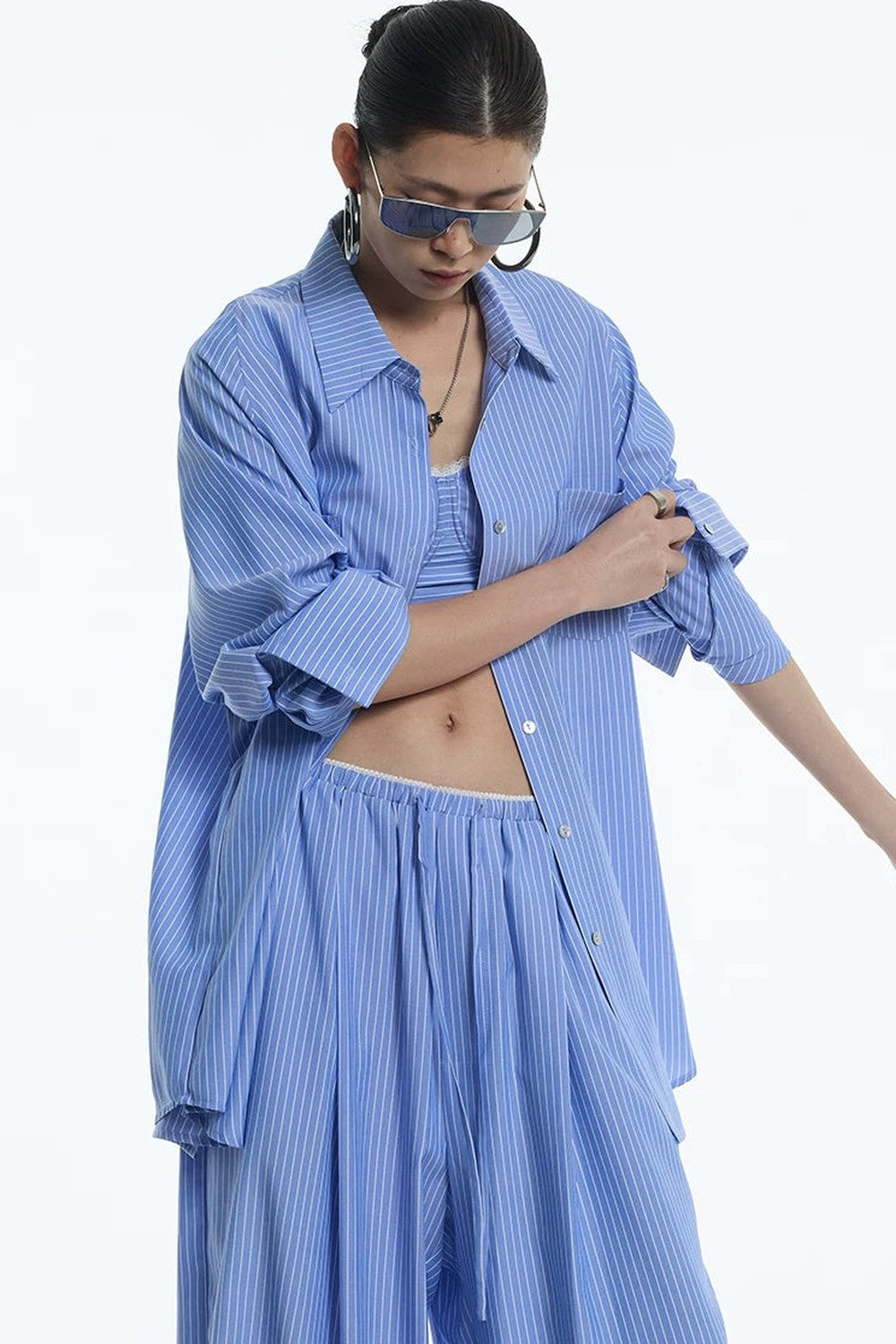 Nautical Blue White Striped Blouse