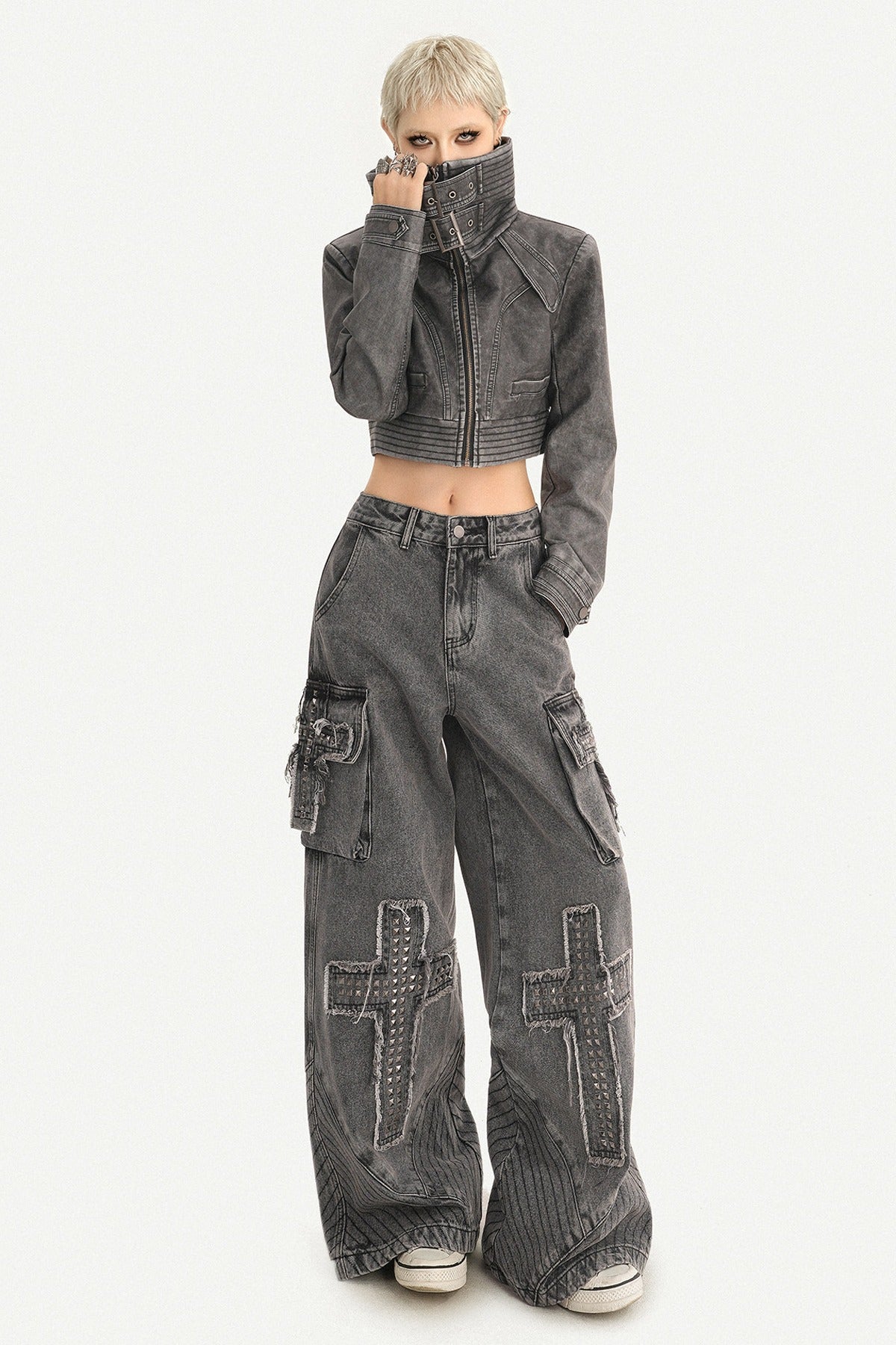 Vintage Distressed Washed Leather Jacket