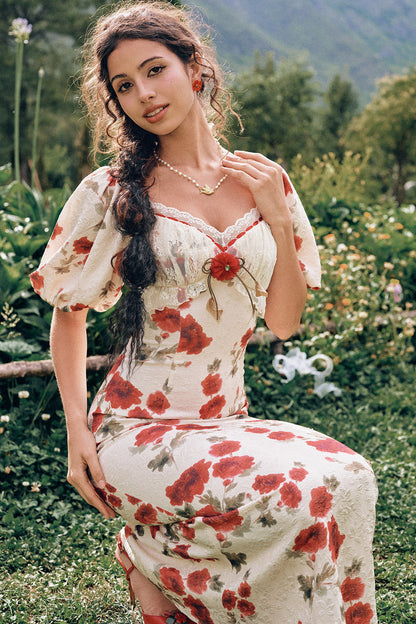 French Pastoral Floral Base Layer Top and Dress Set-Up