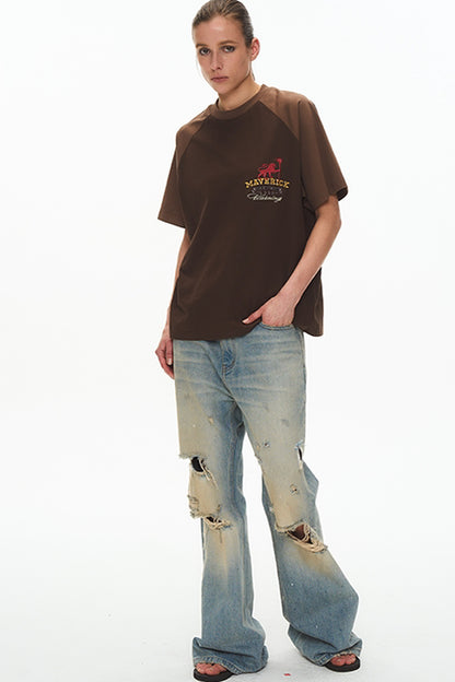 Retro Patchwork Raglan Tee