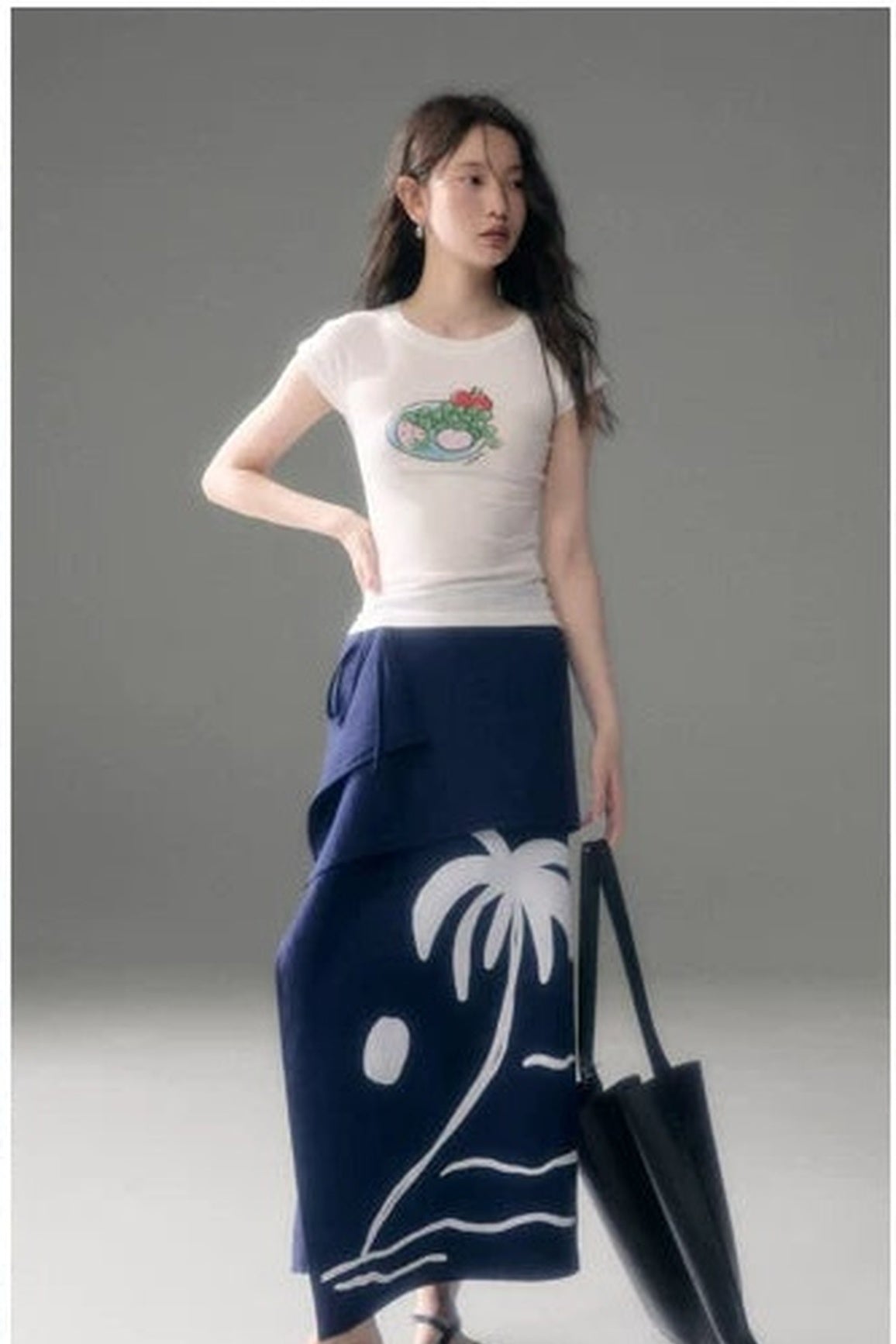 Palm Sunset Print Skirt