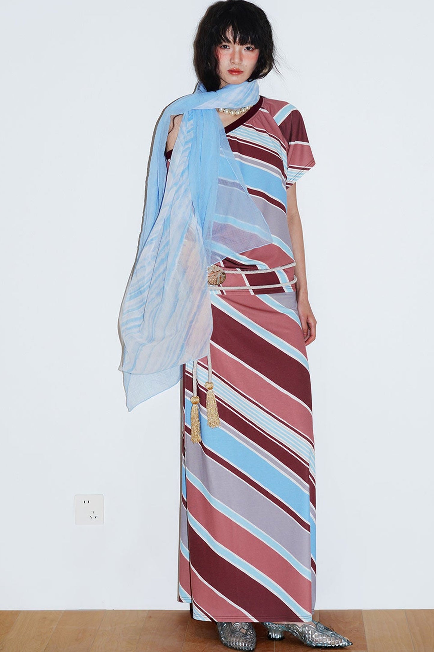 Color-Block Off-Shoulder Dress