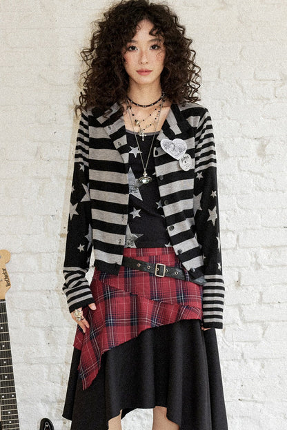 Star Knit Striped Cardigan