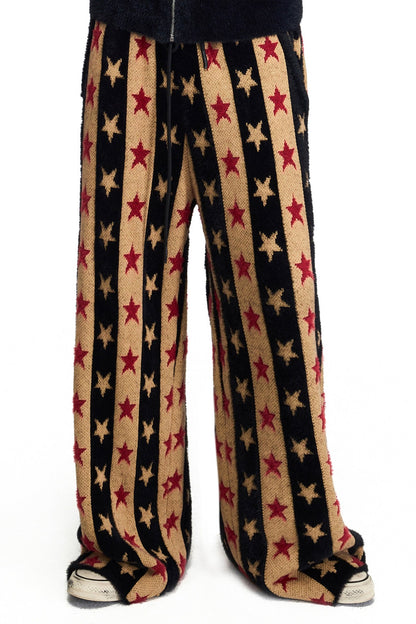 Set aus Strick-Sweatpants mit Sternen-Jacquard und Kordelzug sowie Oberteil