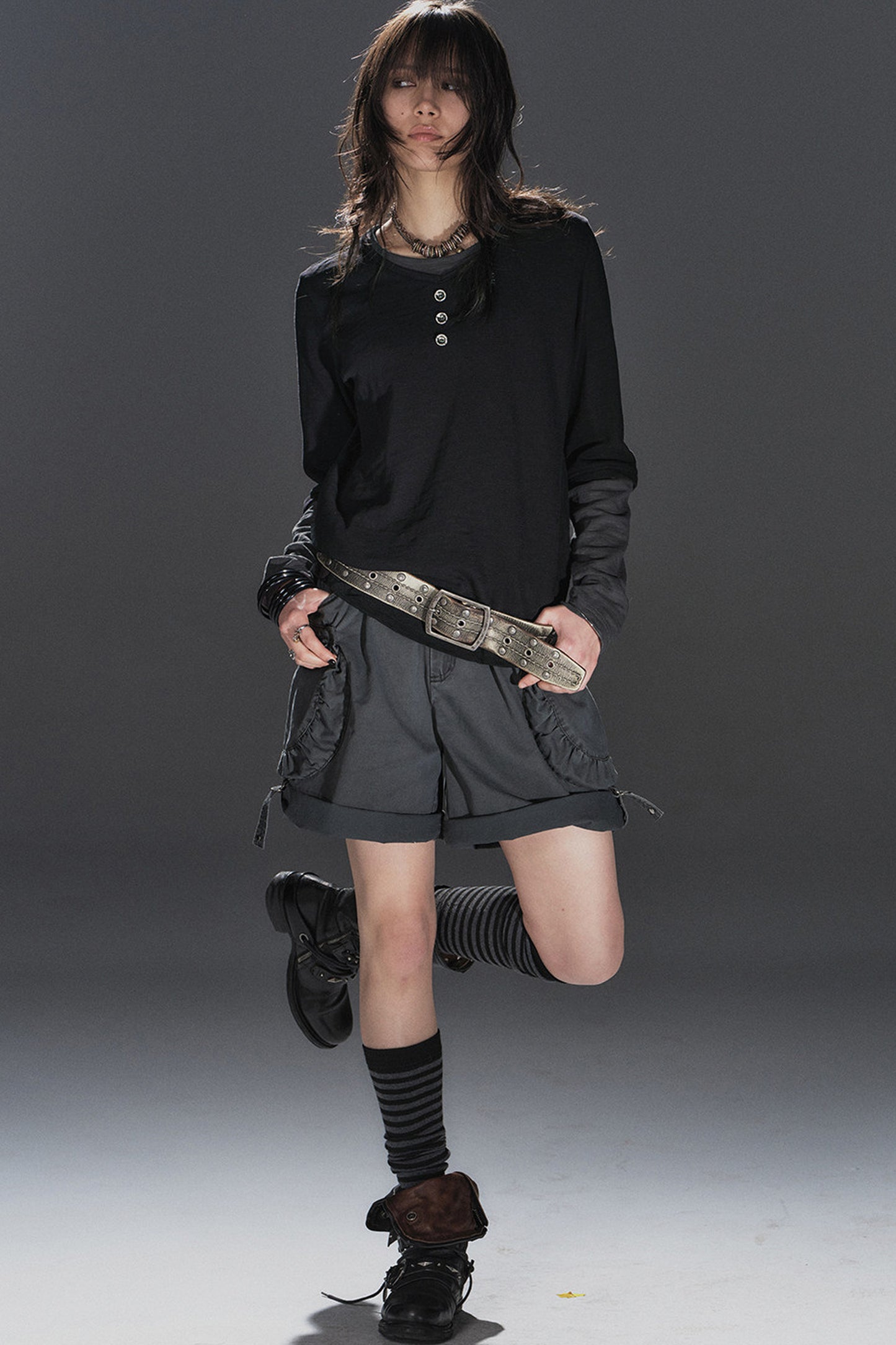 Shorts stile urbano plissettati multi-tasca