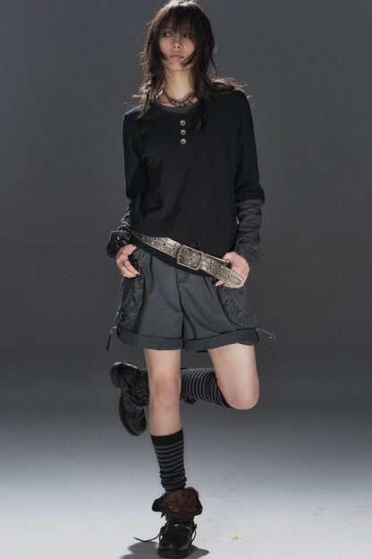Shorts stile urbano plissettati multi-tasca