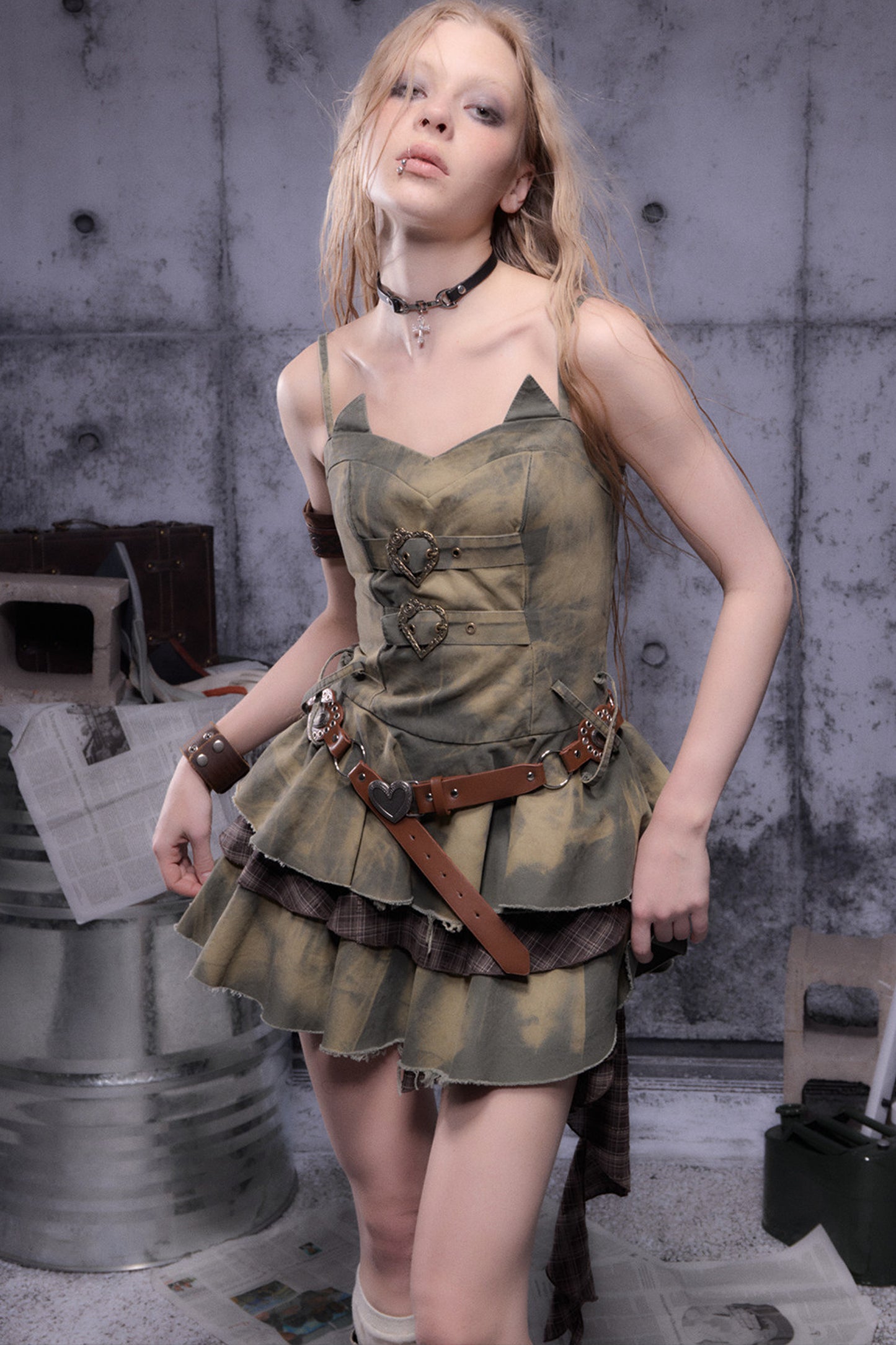 Multi-Layered Ruffled Suspender Dress