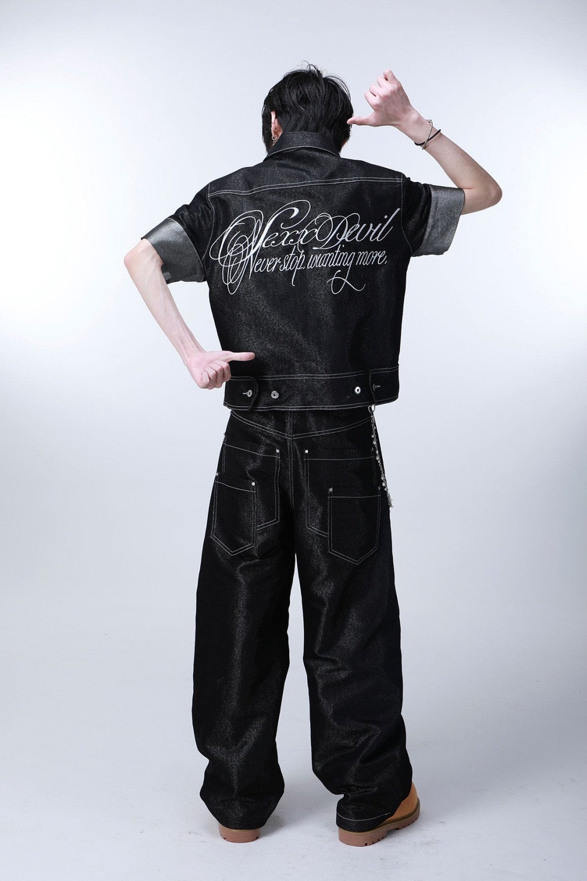 Tailored Buttoned Contrast Stitch Jeans