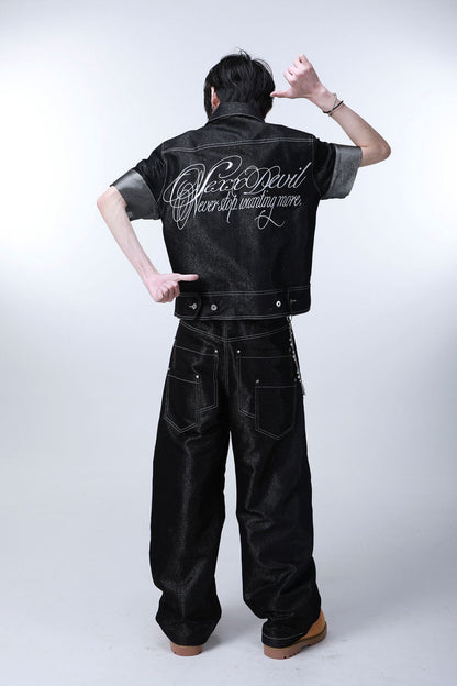 Tailored Buttoned Contrast Stitch Jeans
