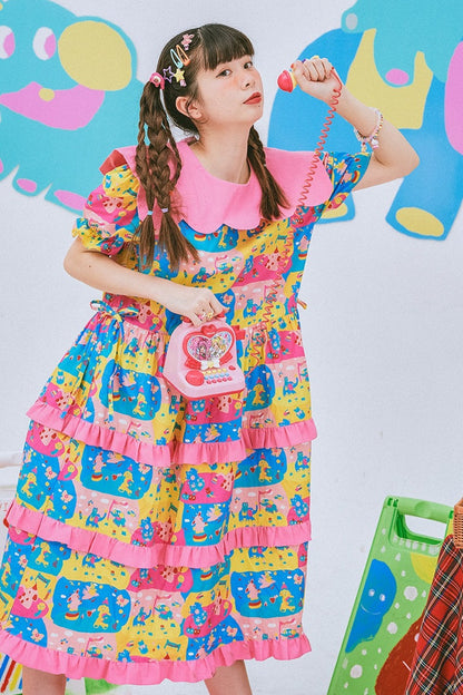 Fun Printed Lace Cake Dress