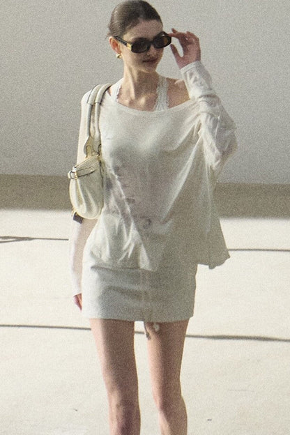 Asymmetrical Off-Shoulder Wool Modal Top