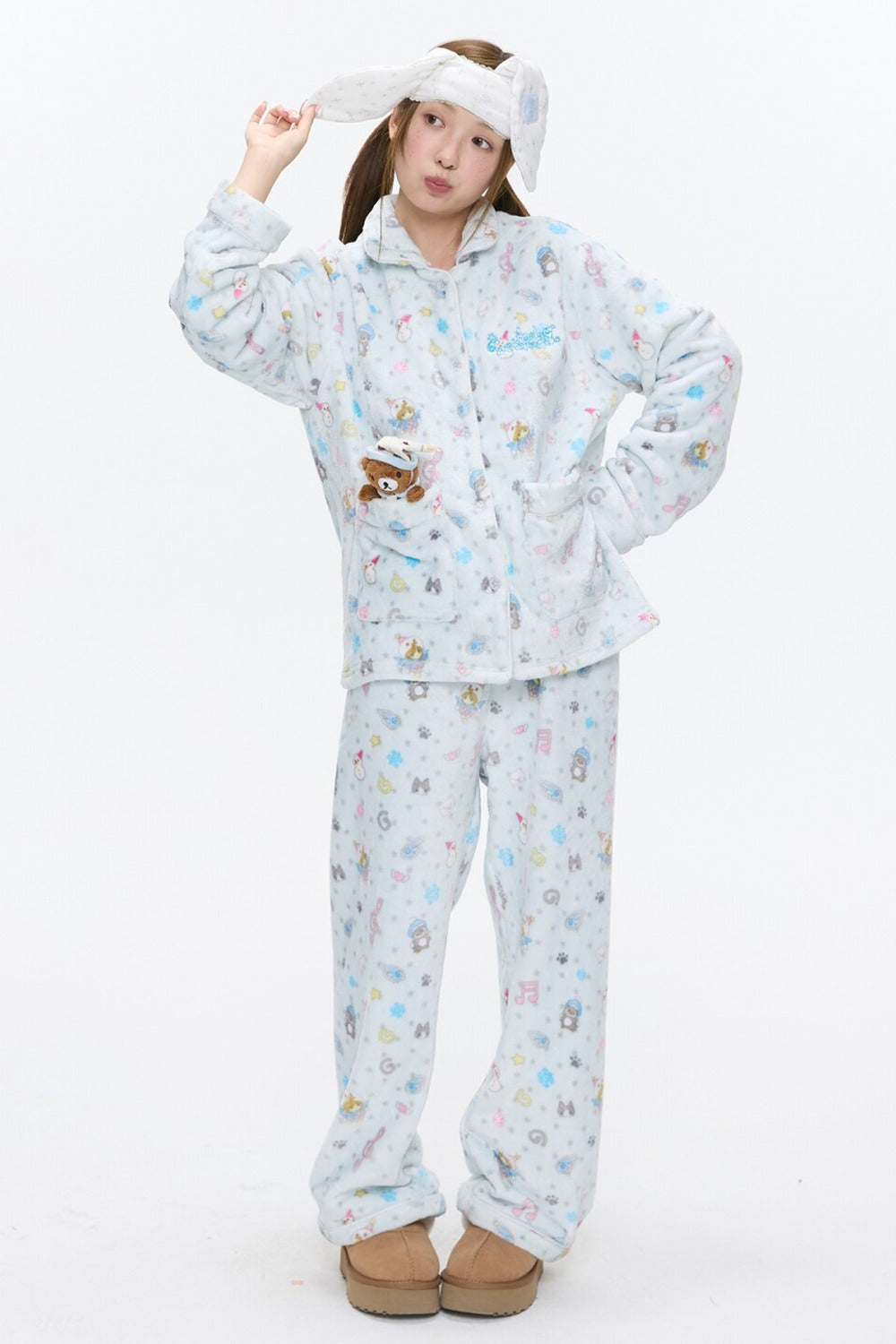 Octopus Print Flannel Pajama Set