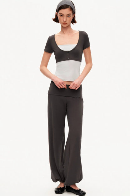 Color-Blocked High-Waisted Jogger Set-Up