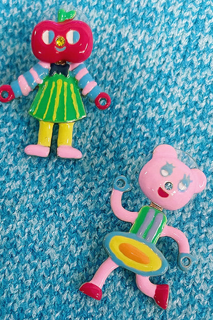 Interchangeable Apple Bear Cat Earrings