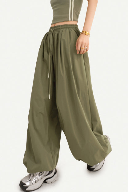 Pantaloni harem verde militare