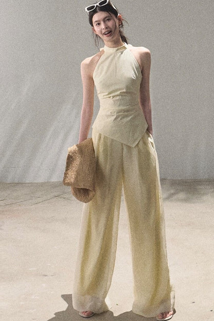Old Money Mesh Wide-Leg Pants
