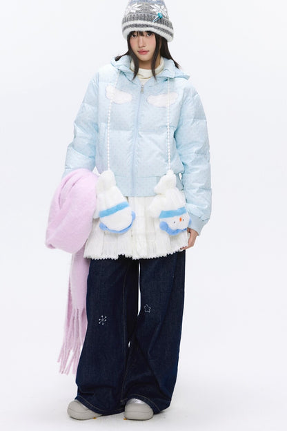 Hooded Polka Dot Down Jacket