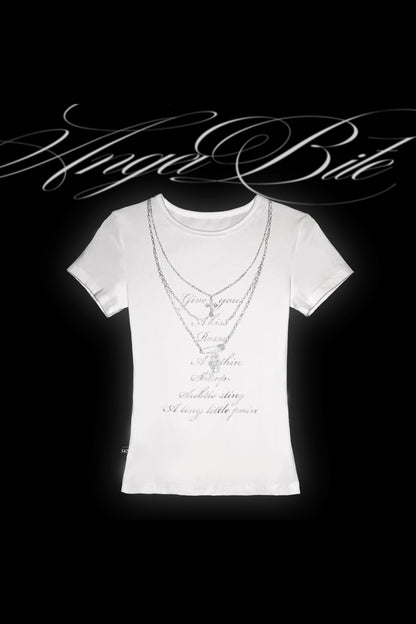 Silver Glitter Chain Print T-Shirt