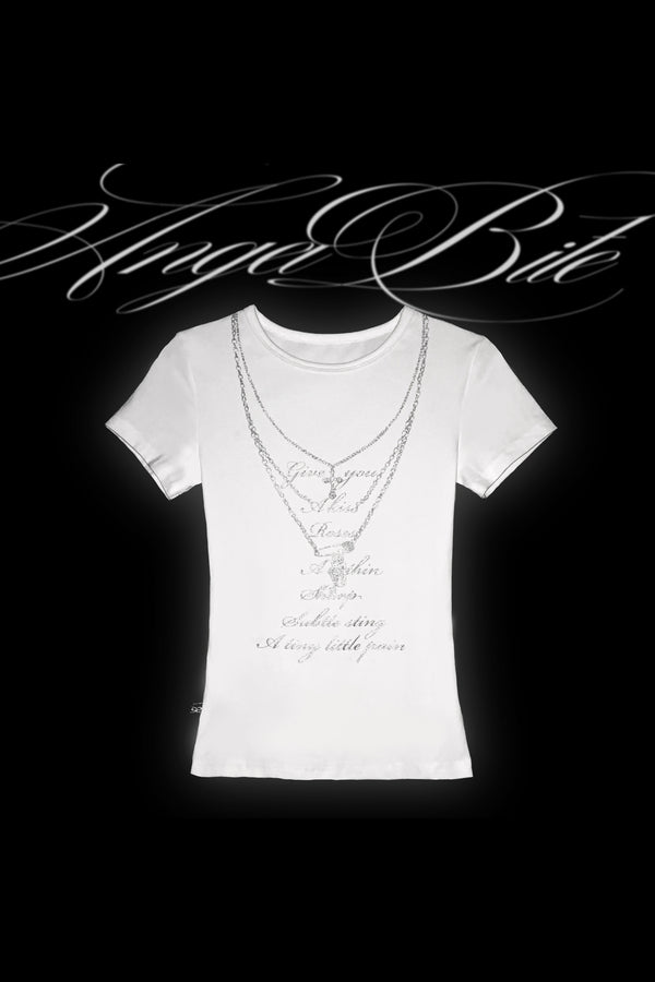 Silver Glitter Chain Print T-Shirt
