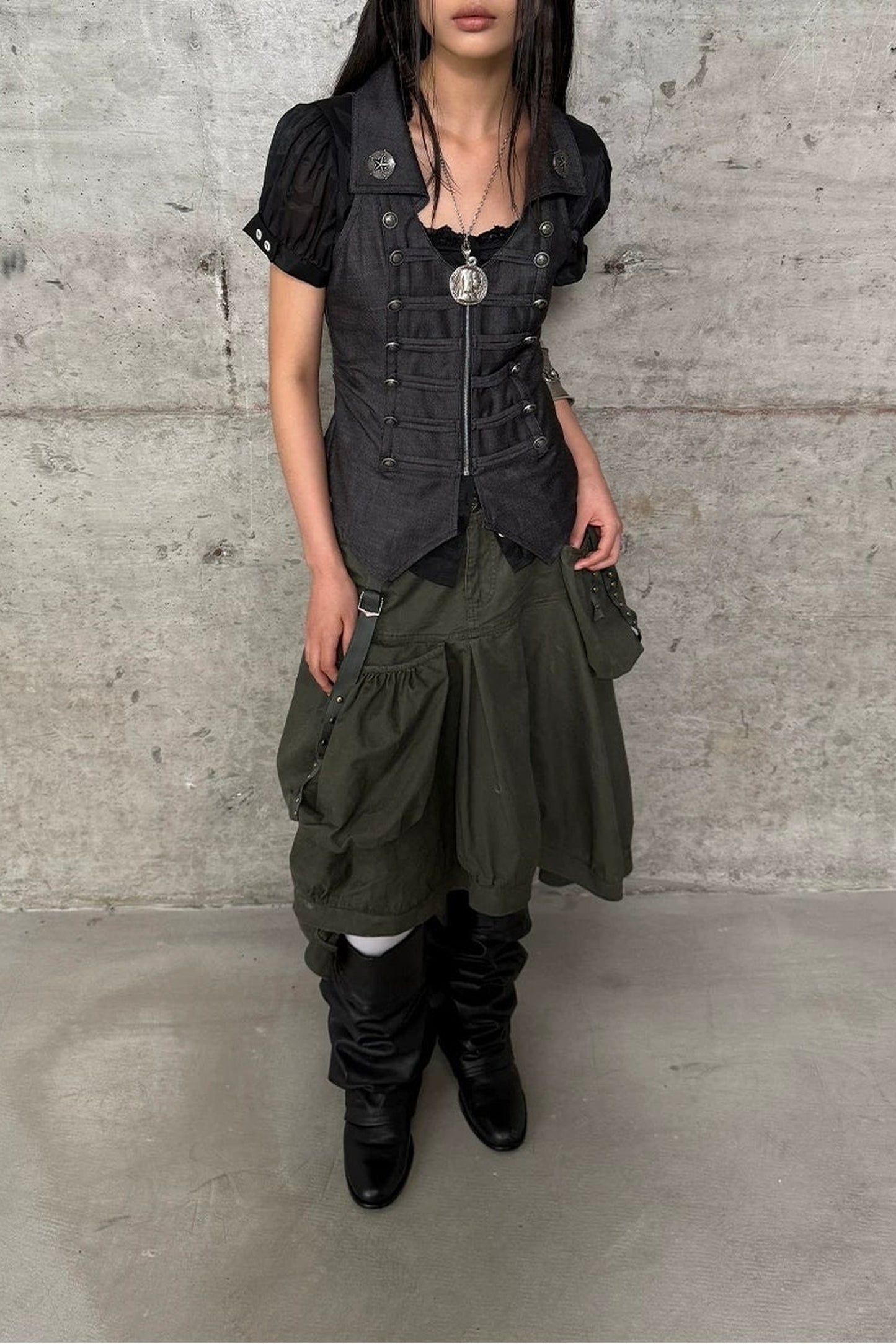 V-Neck Double-Breasted Zipper Vest