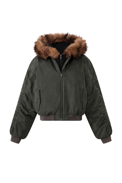 Leichte Punkjacke mit abnehmbarer Kapuze