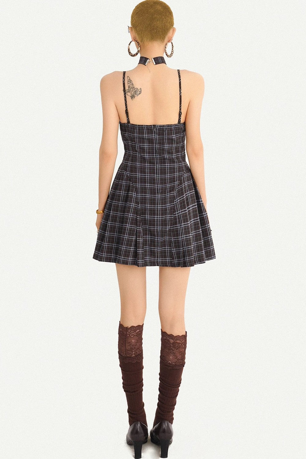 Retro Plaid Camisole Dress